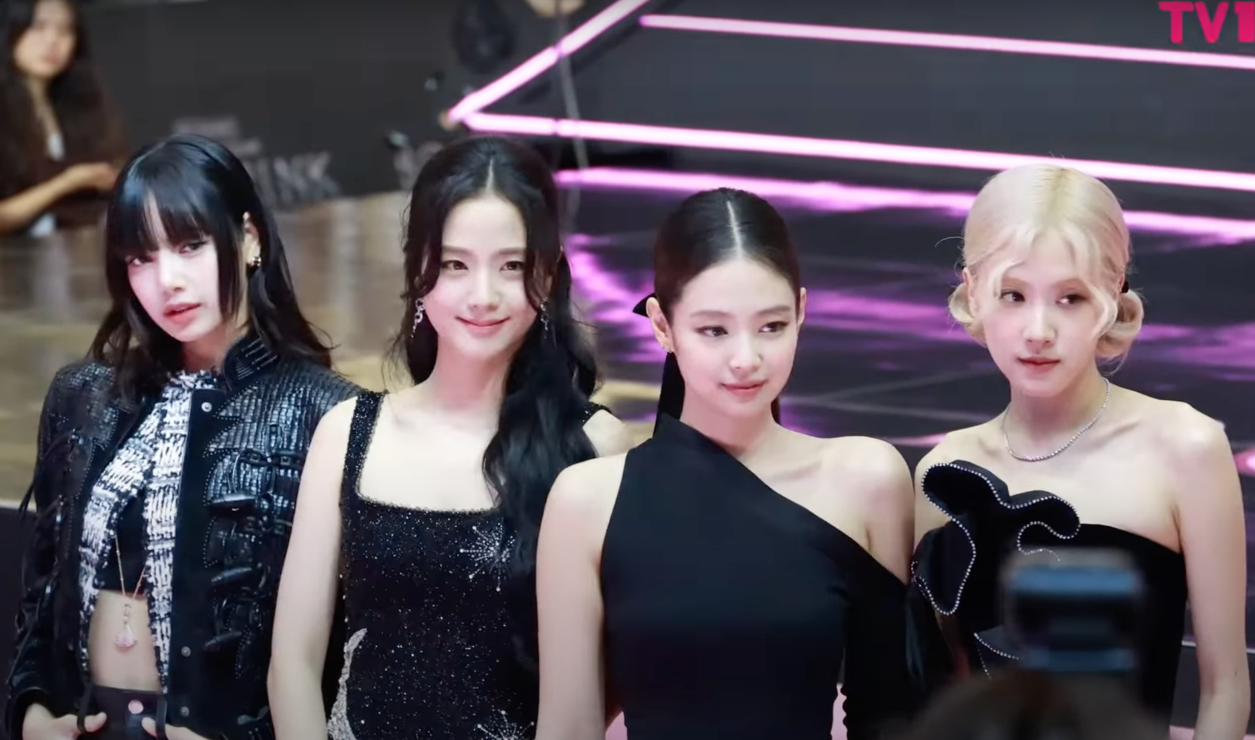 BLACKPINK members Lisa, Jisoo, Jennie and Rosé together at the Born Pink in Cinemas pink carpet event in Seoul in August 2024