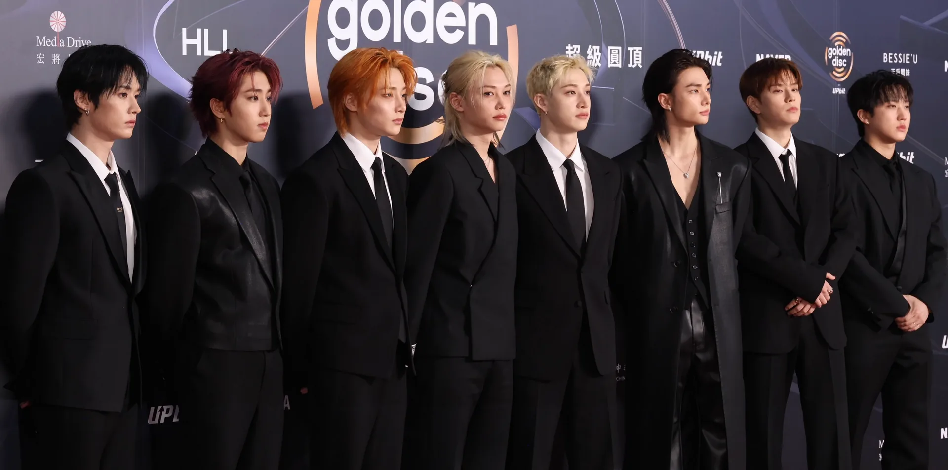 All eight members of Stray Kids at the Golden Disc Awards in January 2026